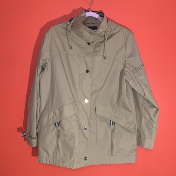 Mackintosh New England Green/Navy Rain Coat Windbreaker With Hood Women’s Medium - Picture 13 of 13